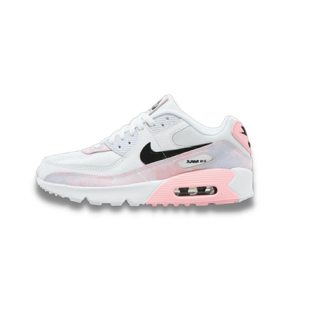 Nike Air Max 90 LTR ‘White Pink Tie Dye' (GS) - Drippin Diamonds Designs