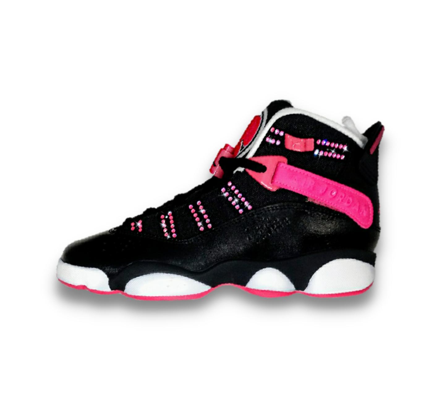 Air Jordan 6 Rings 'Black Hyper Pink' (GS) - Drippin Diamonds Designs